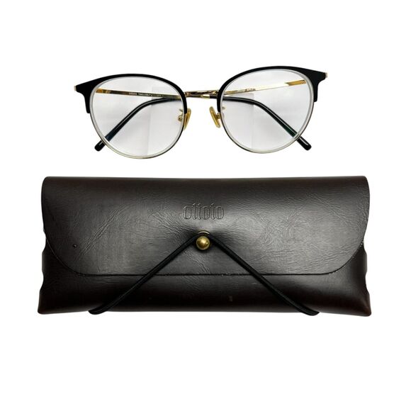 Ottoto Talinum Black/Gold Round Browline Eyeglasses Frames 52-19-140 With Case - Picture 1 of 15